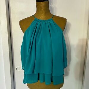 Teal Halter Layered Top